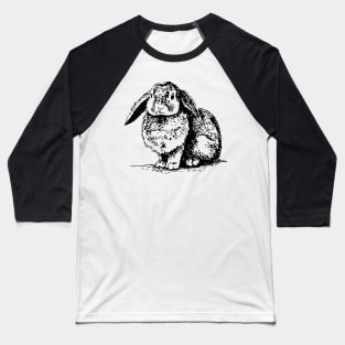Dwarf Rabbit Charcoal Cute Floppy Ears Bunny Baseball T-Shirt